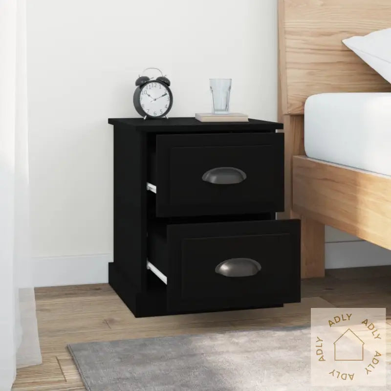 Nattbord 2 Stk Svart 39X39X47,5 Cm Konstruert Tre