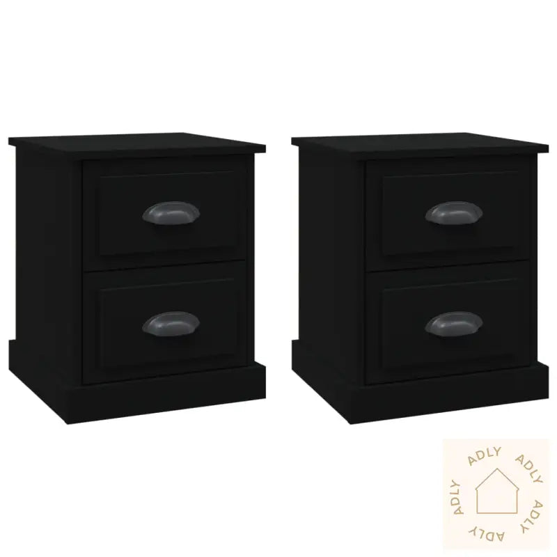 Nattbord 2 Stk Svart 39X39X47,5 Cm Konstruert Tre