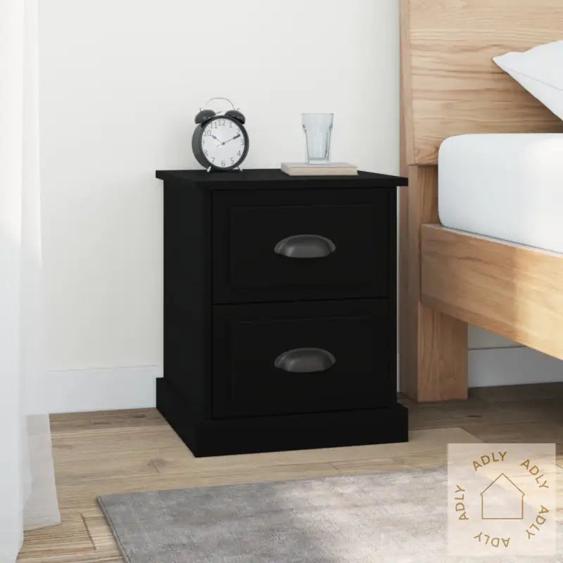 Nattbord 2 Stk Svart 39X39X47,5 Cm Konstruert Tre