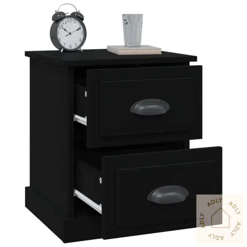 Nattbord 2 Stk Svart 39X39X47,5 Cm Konstruert Tre