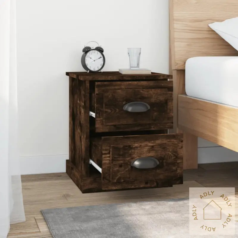 Nattbord 2 Stk Røkt Eik 39X39X47,5 Cm Konstruert Tre