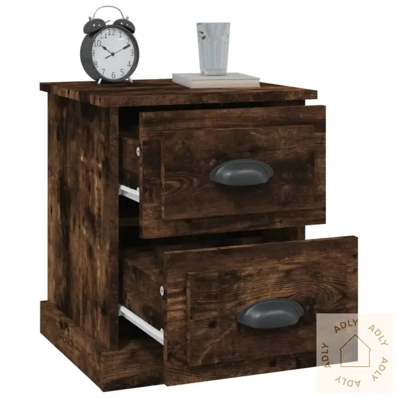 Nattbord 2 Stk Røkt Eik 39X39X47,5 Cm Konstruert Tre