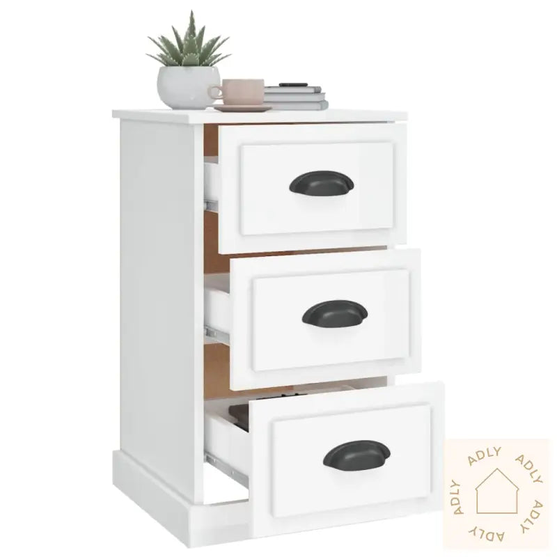 Nattbord Høyglans Hvit 39X39X67 Cm Konstruert Tre