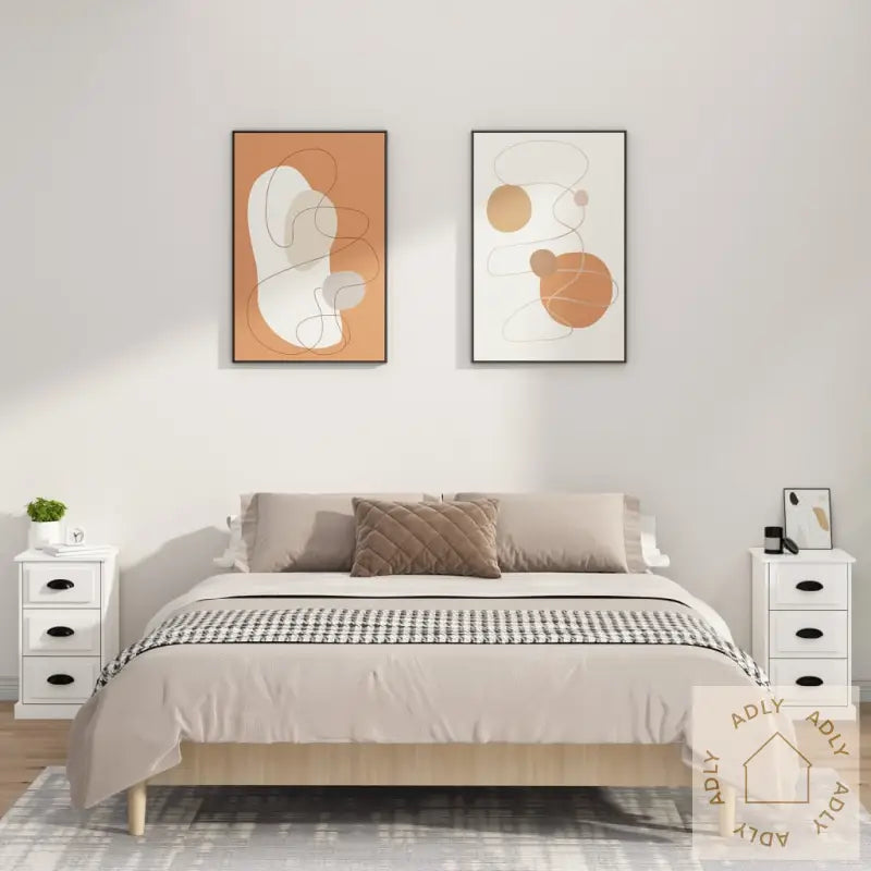 Nattbord Høyglans Hvit 39X39X67 Cm Konstruert Tre