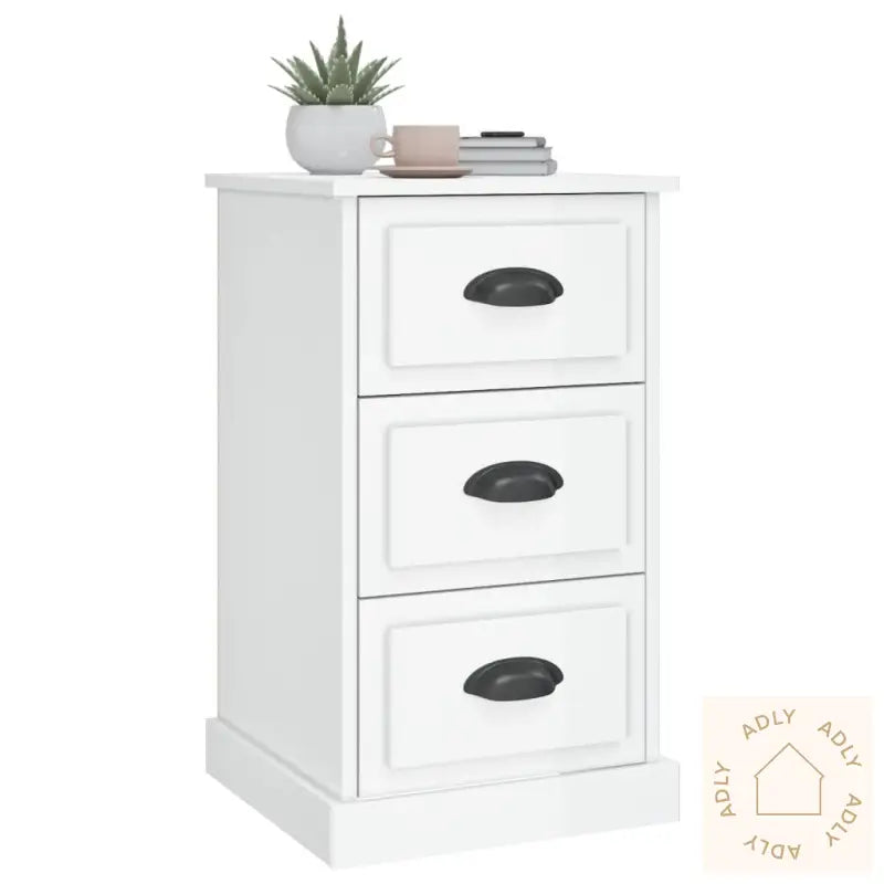 Nattbord Høyglans Hvit 39X39X67 Cm Konstruert Tre