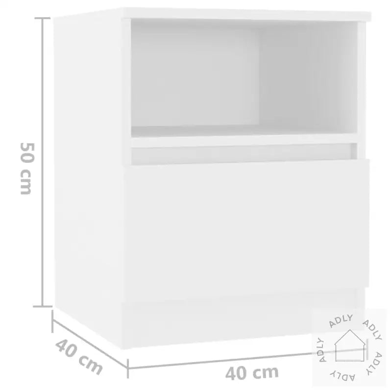 Nattbord Hvit 40X40X50 Cm Konstruert Tre