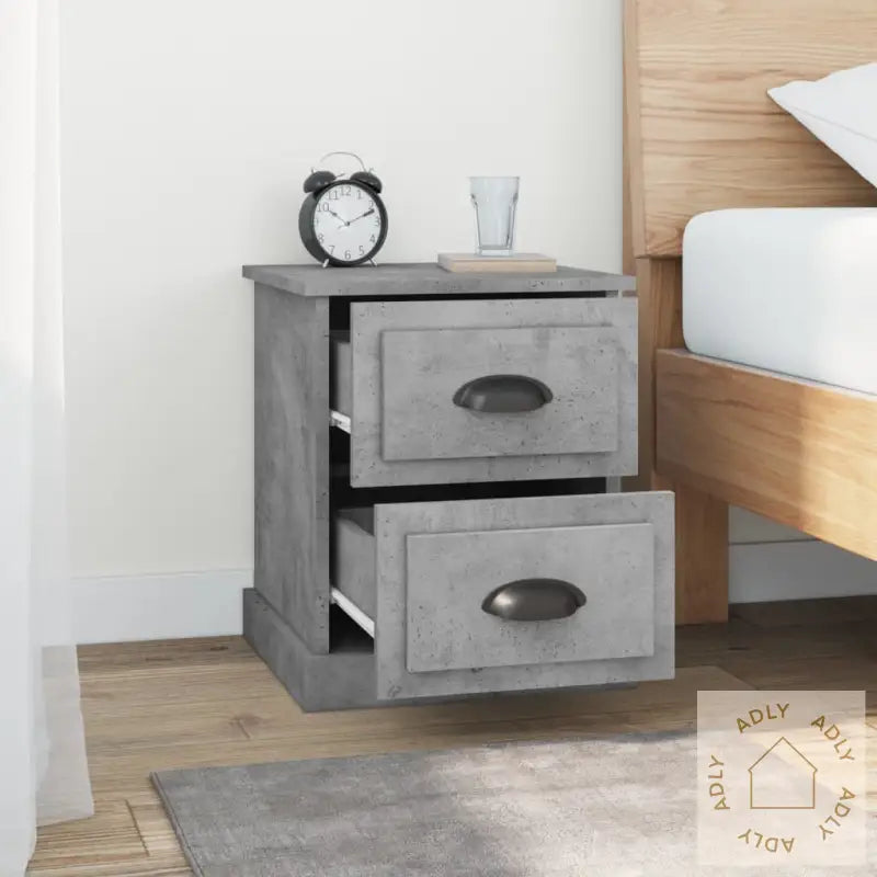 Nattbord 2 Stk Betonggrå 39X39X47,5 Cm Konstruert Tre