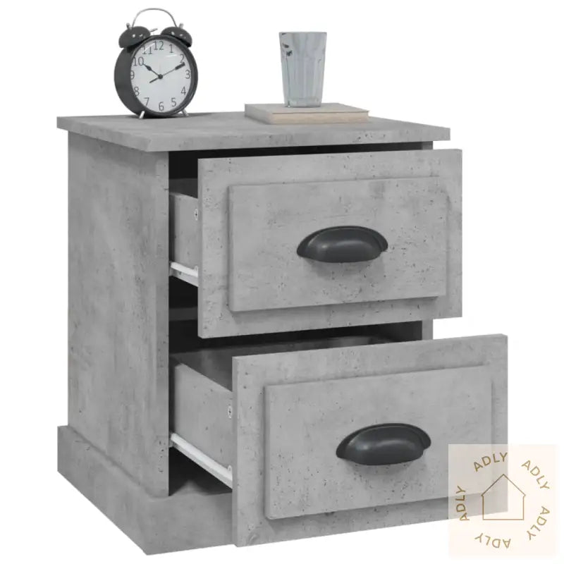 Nattbord 2 Stk Betonggrå 39X39X47,5 Cm Konstruert Tre