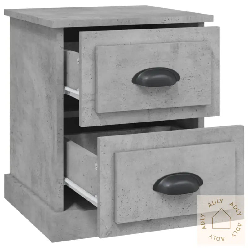 Nattbord 2 Stk Betonggrå 39X39X47,5 Cm Konstruert Tre