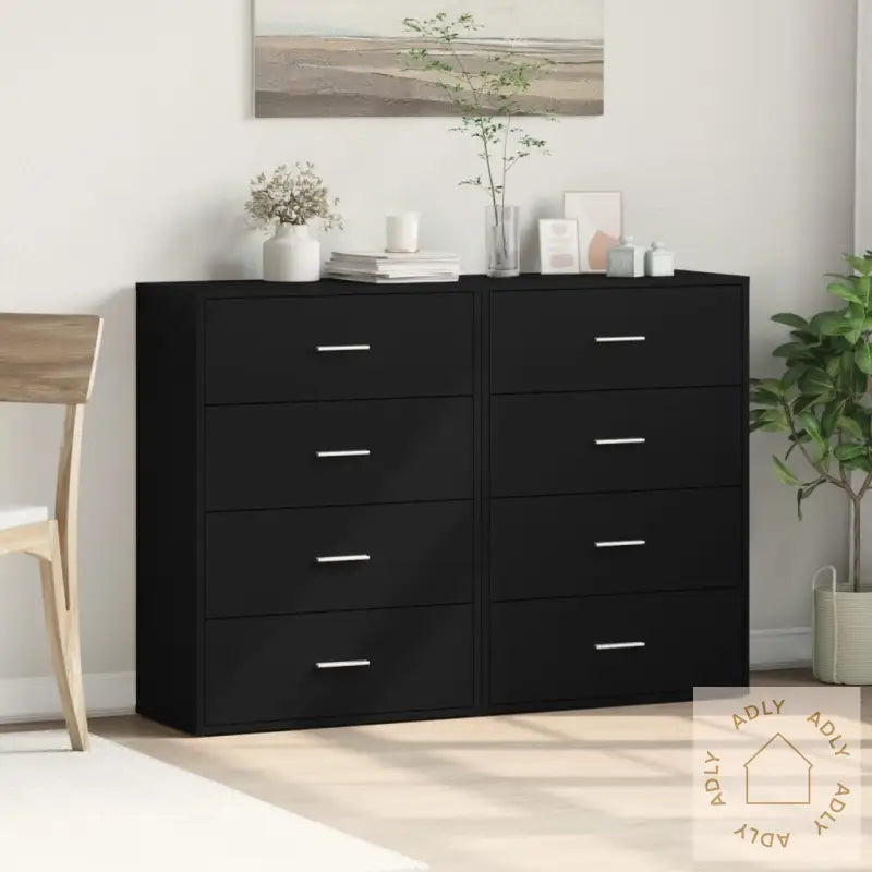 Skjenker 2 Stk Svart 60X31X84 Cm Konstruert Tre