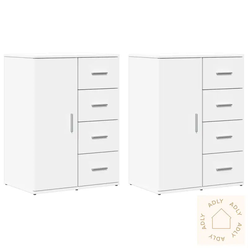 Skjenker 2 Stk Hvit 59X39X80 Cm Konstruert Tre