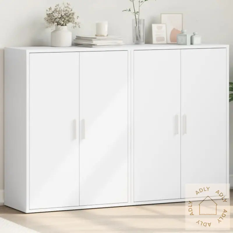Skjenker 2 Stk Hvit 60X31X84 Cm Konstruert Tre
