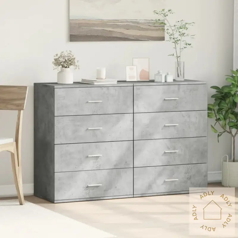 Skjenker 2 Stk Betonggrå 60X39X80 Cm Konstruert Tre