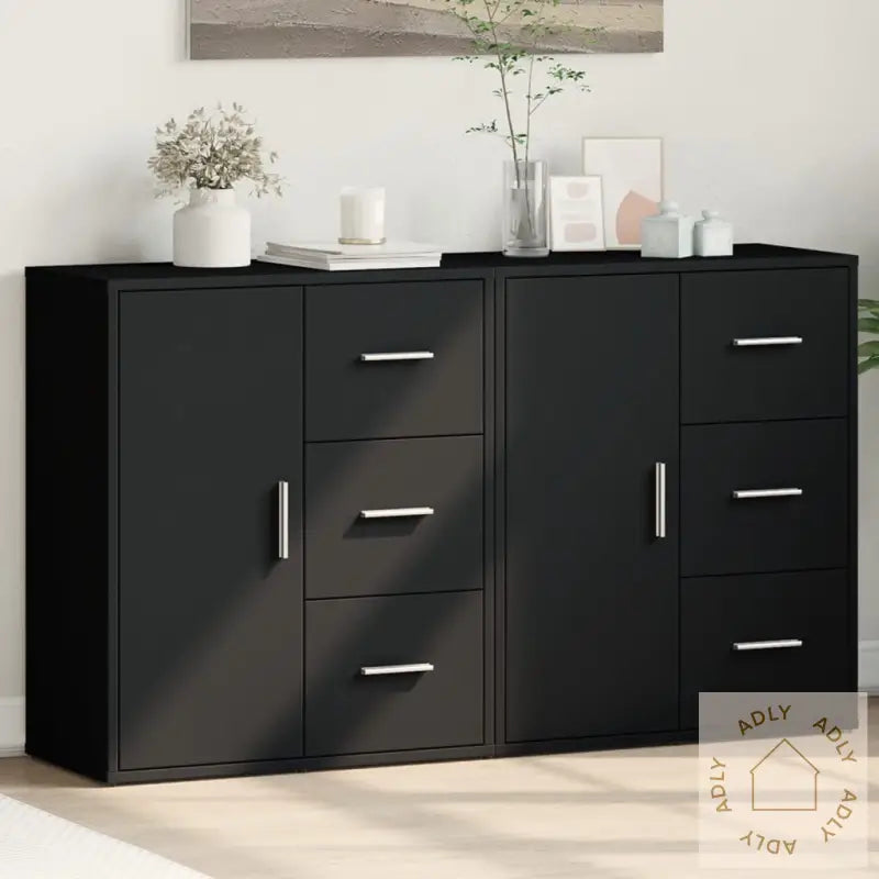 Skjenker 2 Stk Svart 60X31X70 Cm Konstruert Tre