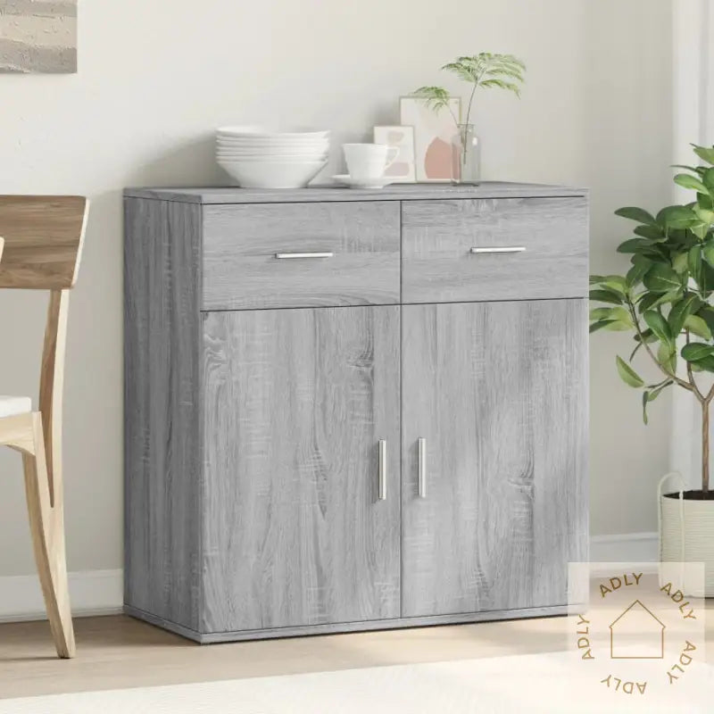 Skjenk Grå Sonoma 79X38X80 Cm Konstruert Tre