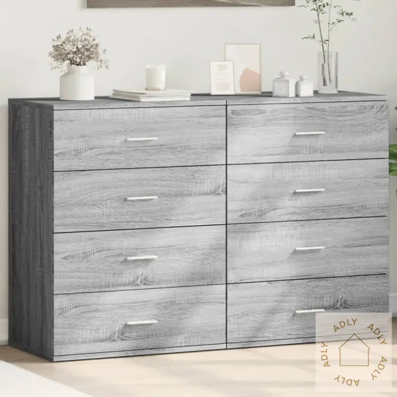 Skjenker 2 Stk Grå Sonoma 60X39X80 Cm Konstruert Tre