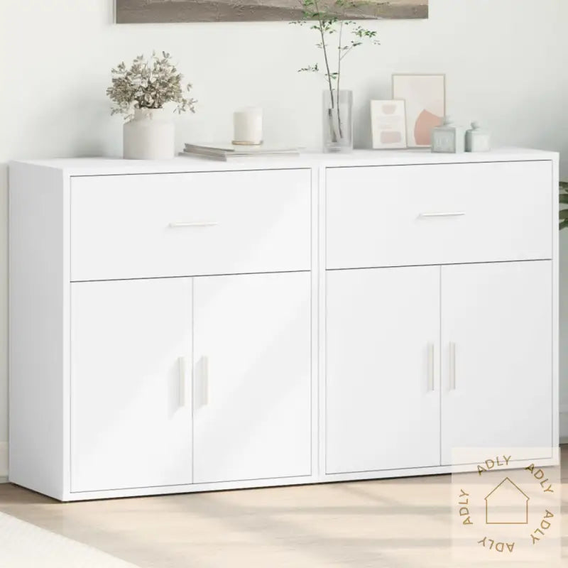 Skjenker 2 Stk Hvit 60X31X70 Cm Konstruert Tre