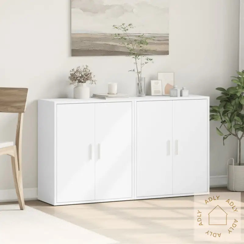 Skjenker 2 Stk Hvit 60X31X70 Cm Konstruert Tre