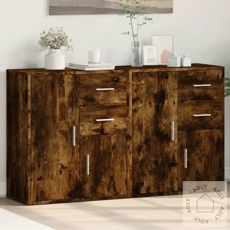Skjenker 2 Røkt Eik 60X31X70 Cm Konstruert Tre