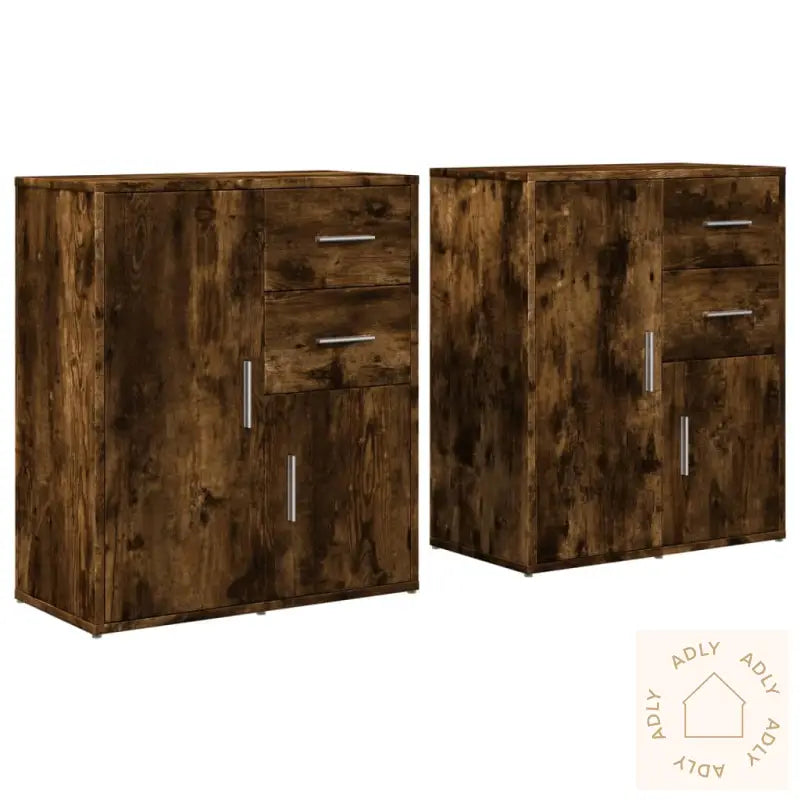 Skjenker 2 Røkt Eik 60X31X70 Cm Konstruert Tre