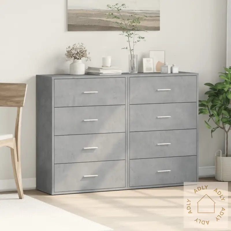 Skjenker 2 Stk Betonggrå 60X31X84 Cm Konstruert Tre