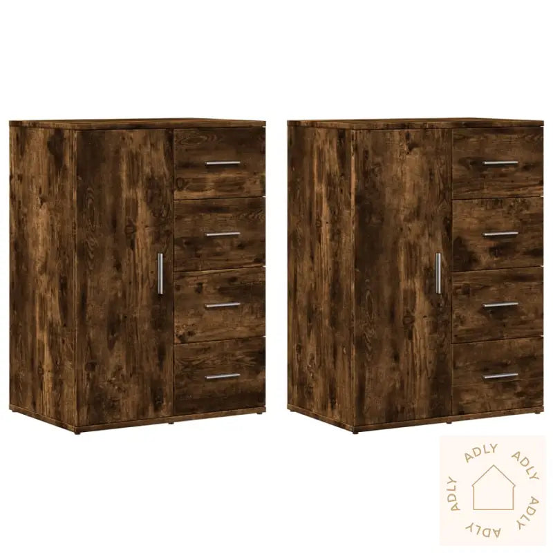 Skjenker 2 Stk Røkt Eik 59X39X80 Cm Konstruert Tre