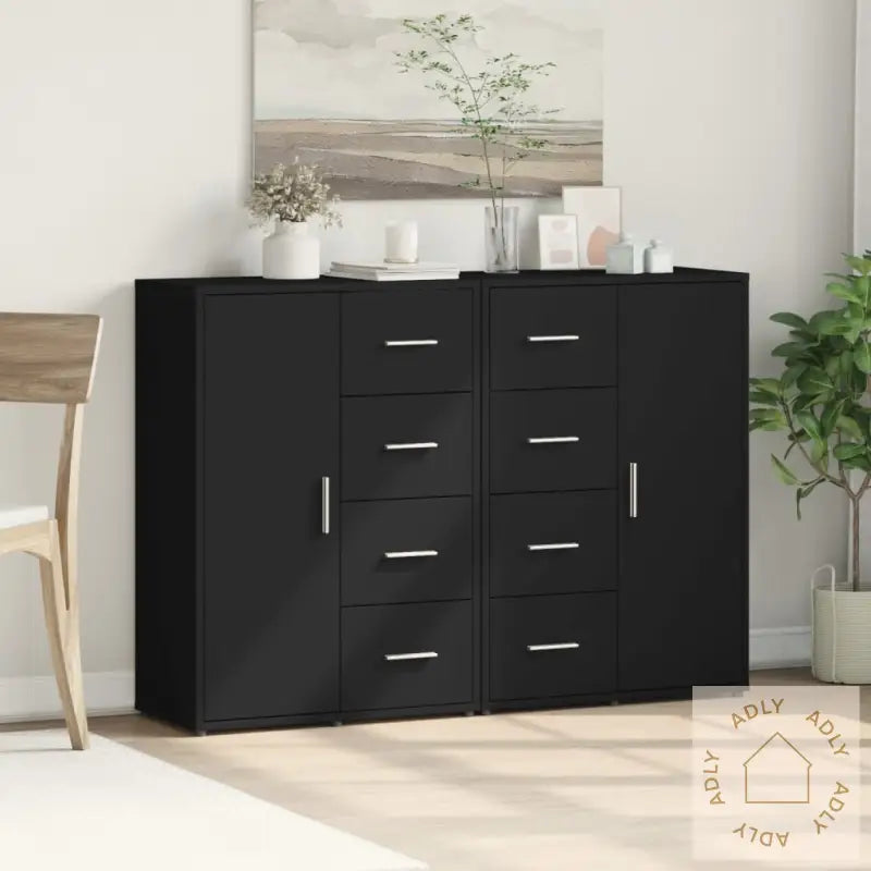 Skjenker 2 Stk Svart 60X31X84 Cm Konstruert Tre