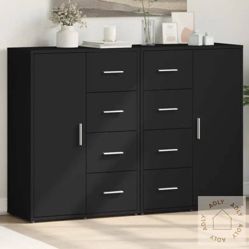 Skjenker 2 Stk Svart 60X31X84 Cm Konstruert Tre