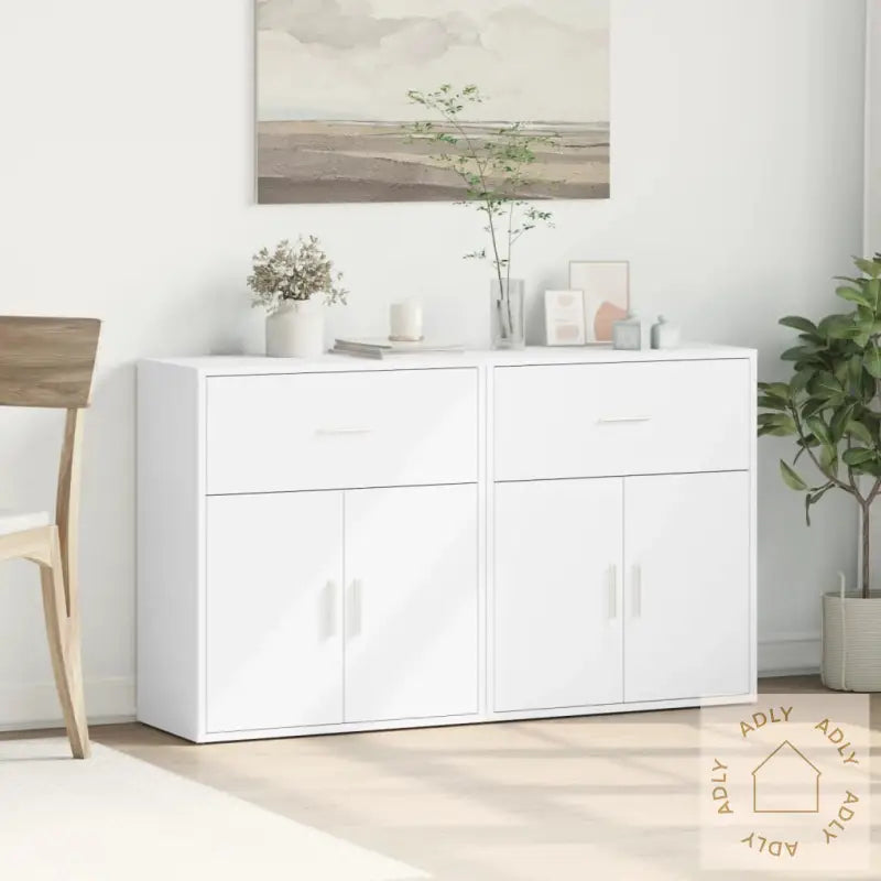 Skjenker 2 Hvit 60X31X70 Cm Konstruert Tre