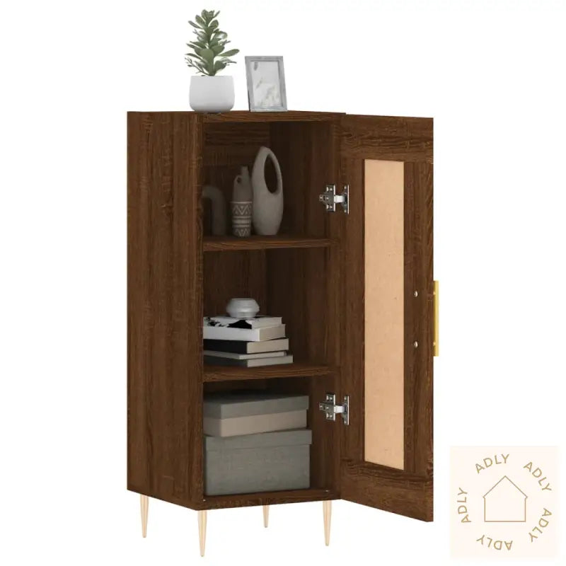 Skjenk Brun Eik 34,5X34X90 Cm Konstruert Tre