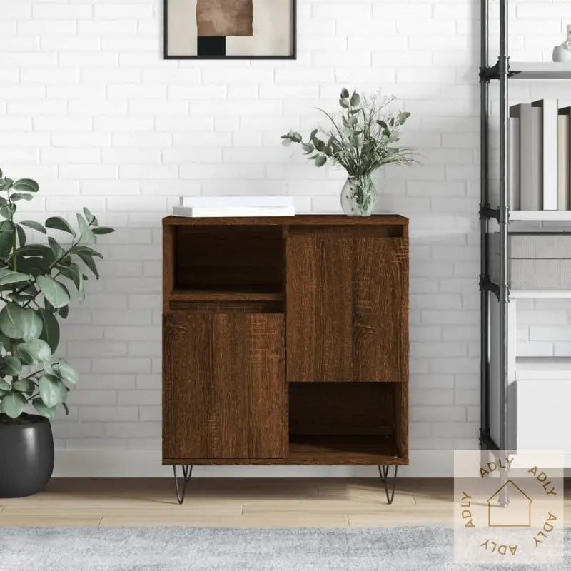 Skjenk Brun Eik 60X35X70 Cm Konstruert Tre