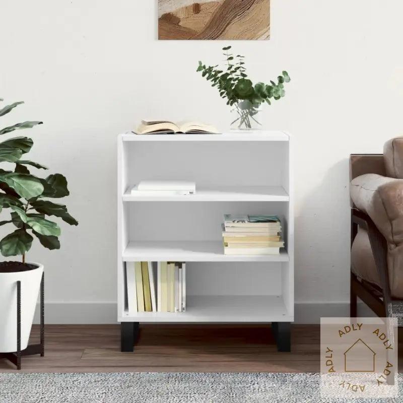Skjenk Høyglans Hvit 57X35X70 Cm Konstruert Tre