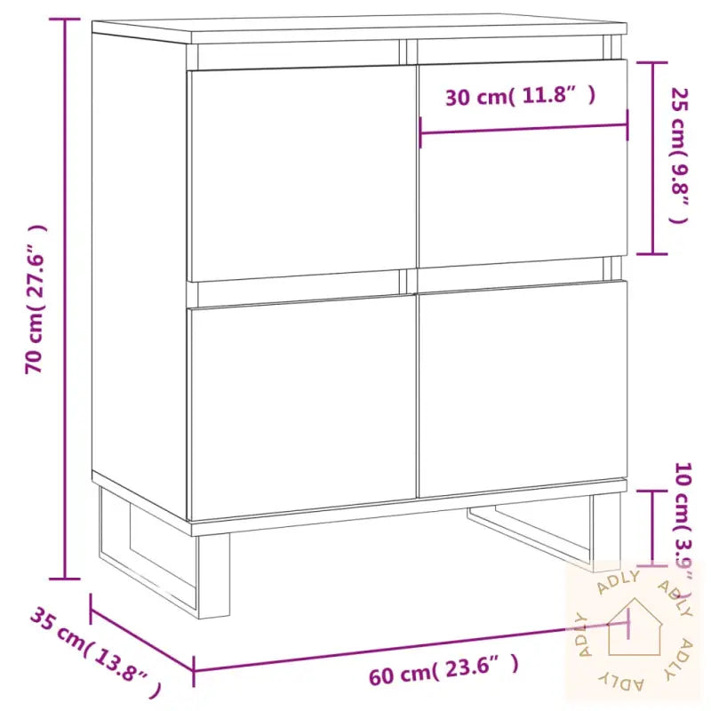 Skjenk Hvit 60X35X70 Cm Konstruert Tre
