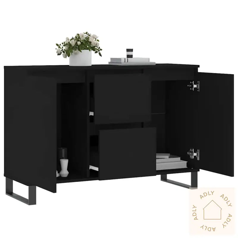 Skjenk Svart Eik 104X35X70 Cm Konstruert Tre