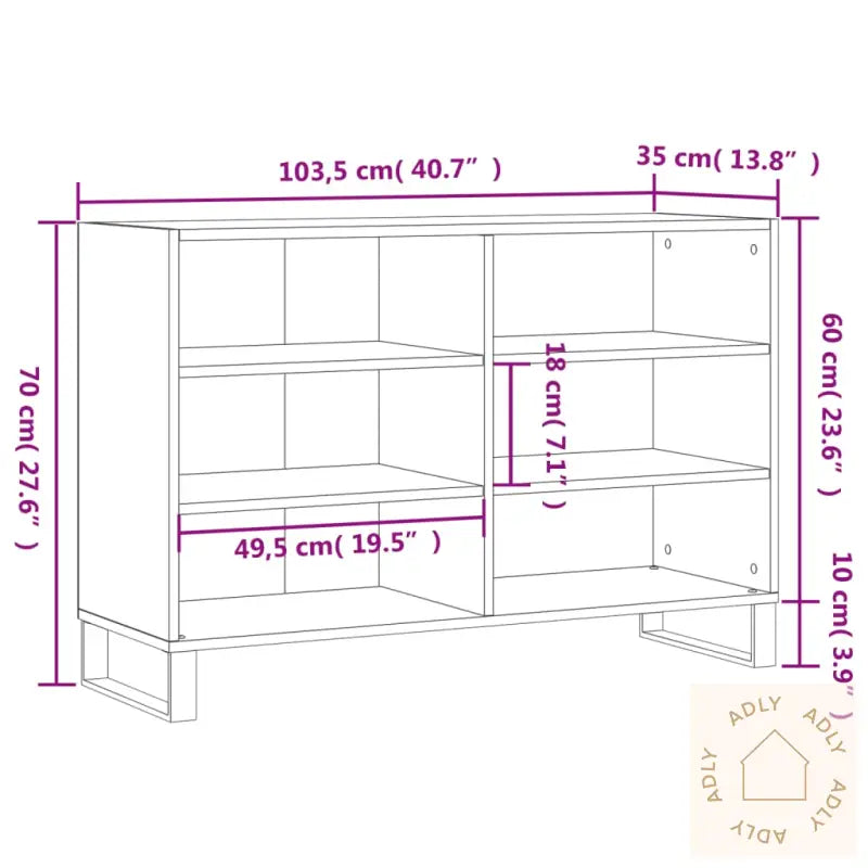 Skjenk Høyglans Hvit 103,5X35X70 Cm Konstruert Tre
