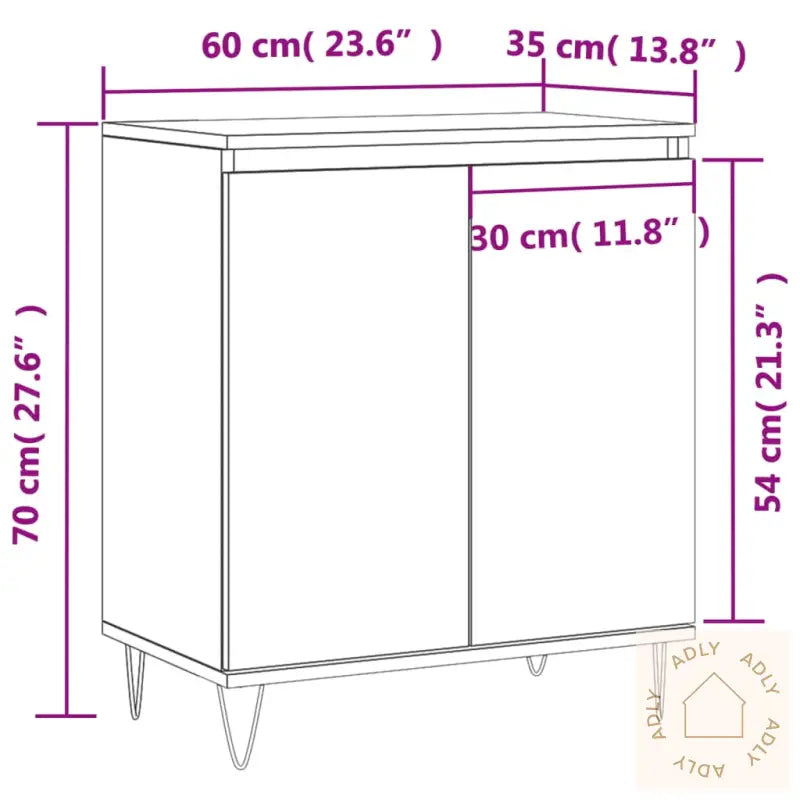 Skjenk Betonggrå 60X35X70 Cm Konstruert Tre