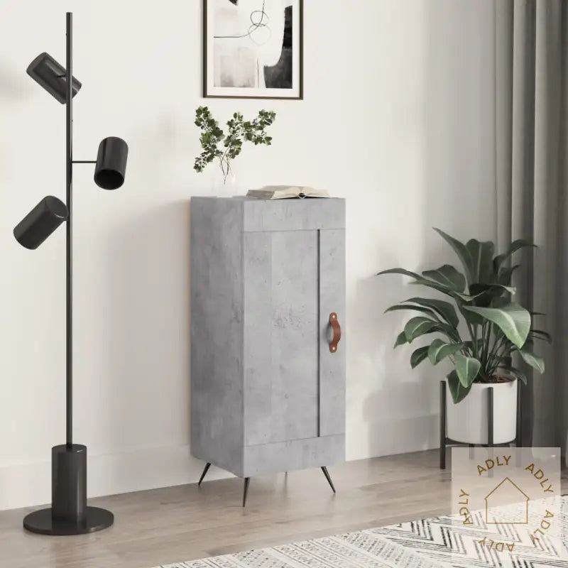 Skjenk Betonggrå 34,5X34X90 Cm Konstruert Tre