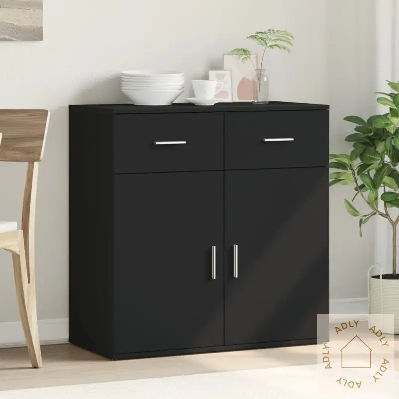 Skjenk Svart 79X38X80 Cm Konstruert Tre