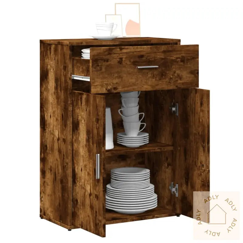 Skjenk Røkt Eik 60X30X84 Cm Konstruert Tre