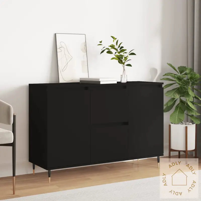 Skjenk Svart Eik 104X35X70 Cm Konstruert Tre