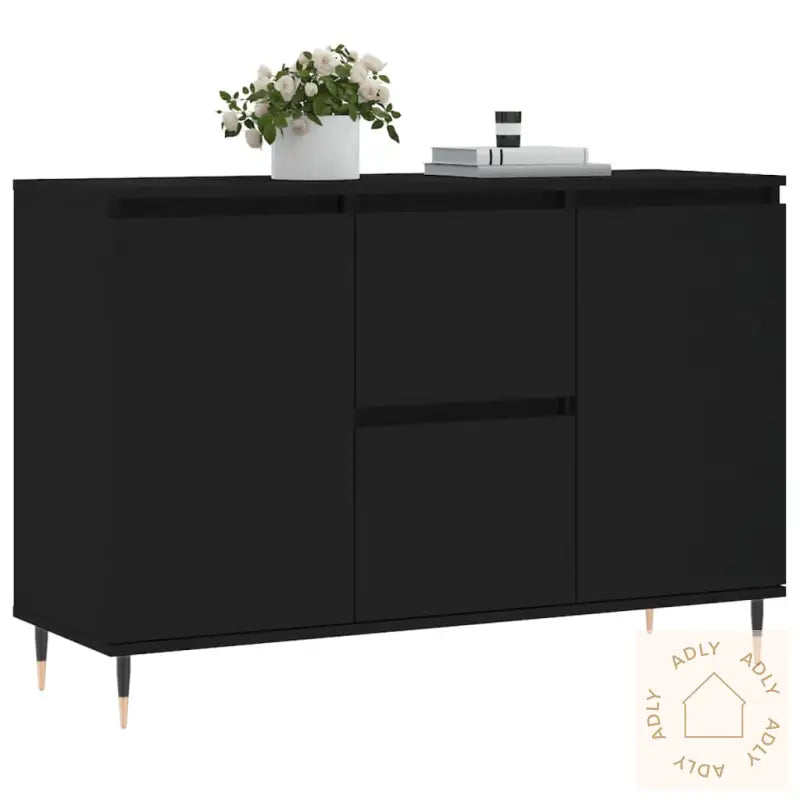 Skjenk Svart Eik 104X35X70 Cm Konstruert Tre