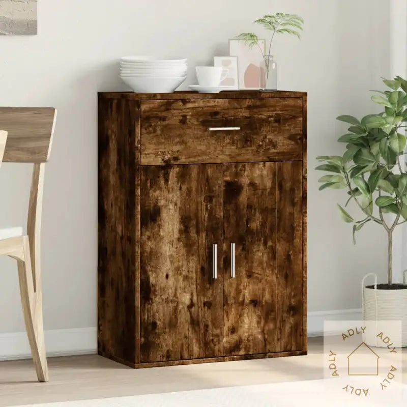 Skjenk Røkt Eik 60X30X84 Cm Konstruert Tre