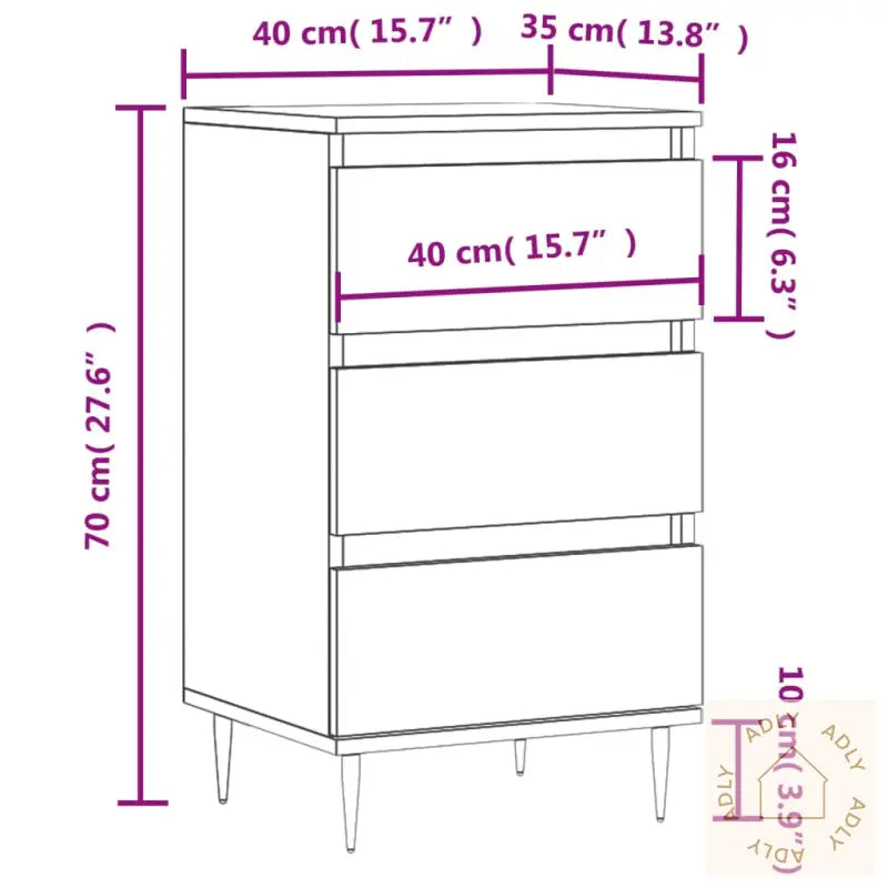 Skjenk Hvit 40X35X70 Cm Konstruert Tre