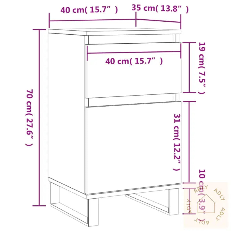 Skjenk Hvit 40X35X70 Cm Konstruert Tre