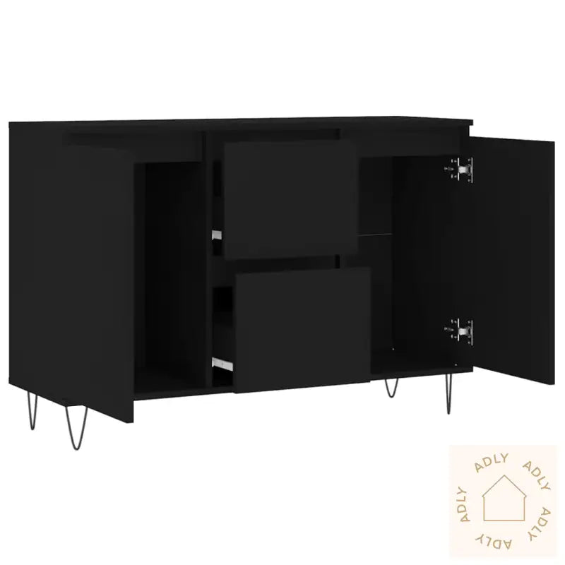 Skjenk Svart Eik 104X35X70 Cm Konstruert Tre