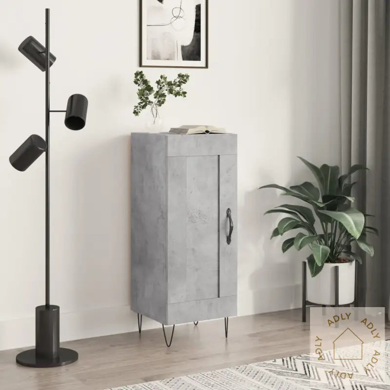 Skjenk Betonggrå 34,5X34X90 Cm Konstruert Tre
