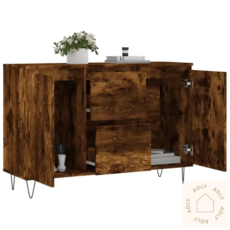 Skjenk Røkt Eik 104X35X70 Cm Konstruert Tre