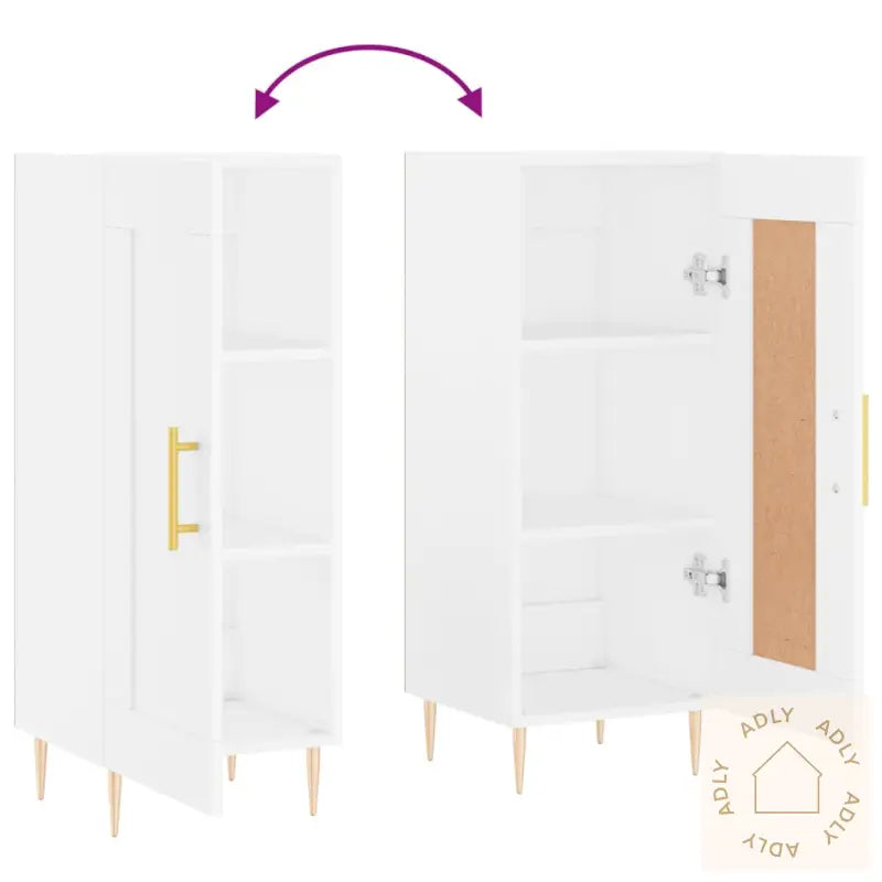 Skjenk Hvit 34,5X34X90 Cm Konstruert Tre