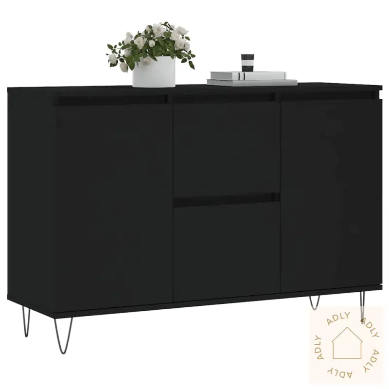 Skjenk Svart Eik 104X35X70 Cm Konstruert Tre