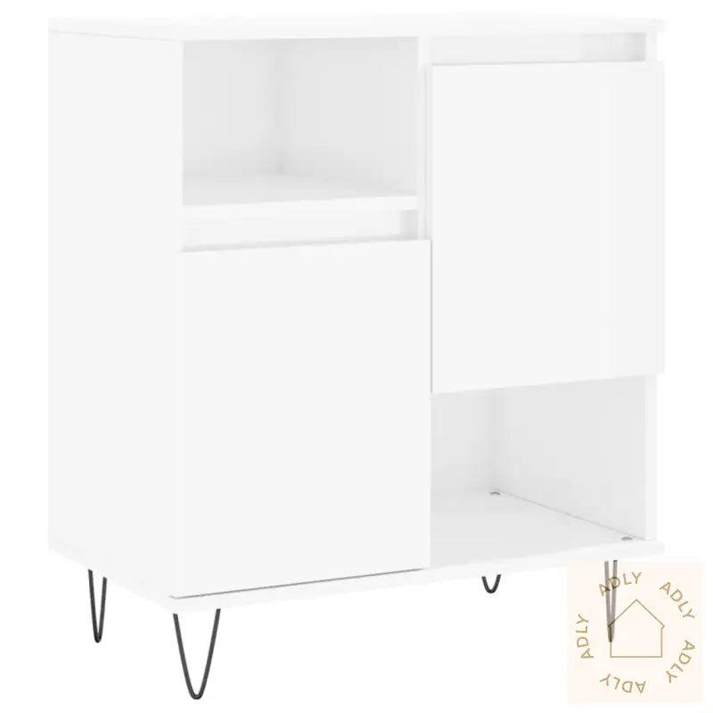 Skjenk Høyglans Hvit 60X35X70 Cm Konstruert Tre